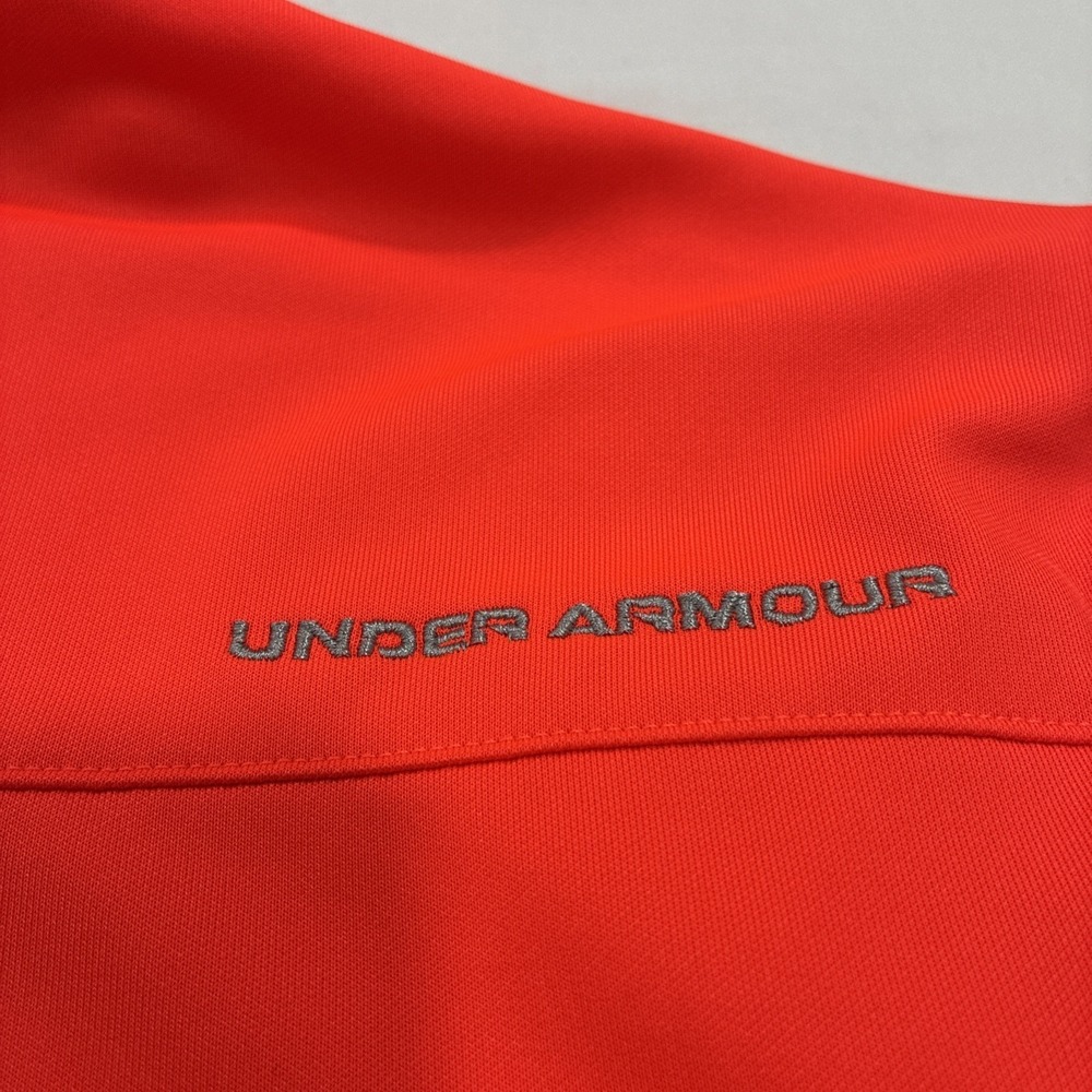 Under Armour Heatgear Polo Shirt Men's Large Loose Fit Short Sleeve Orange - Picture 12 of 13